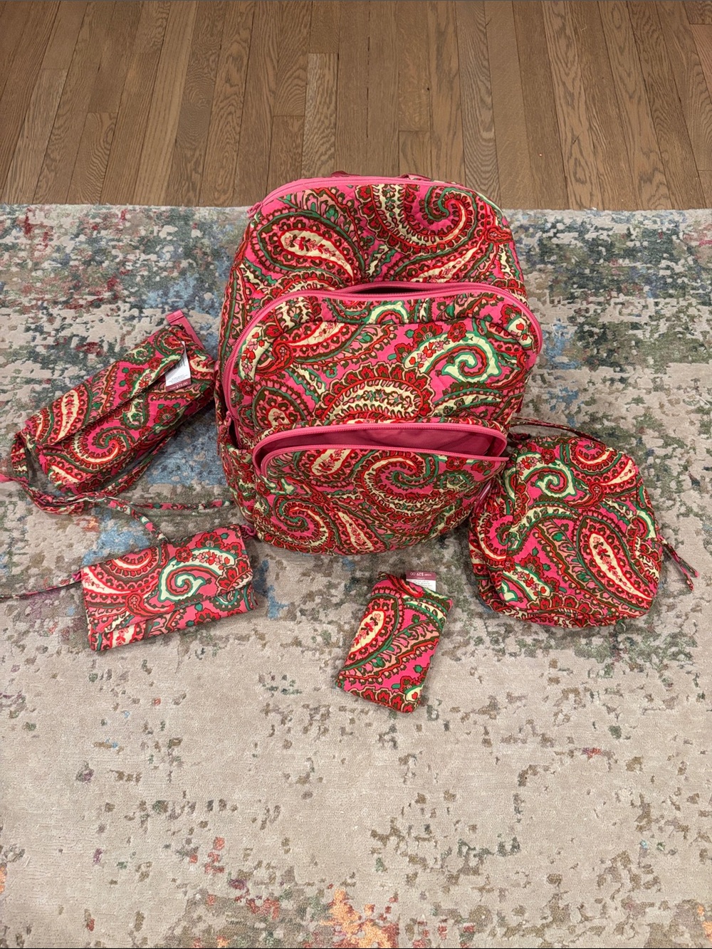Vera Bradley Capri Pink Pink Paisley Backpack bundle - Multiple Accessories